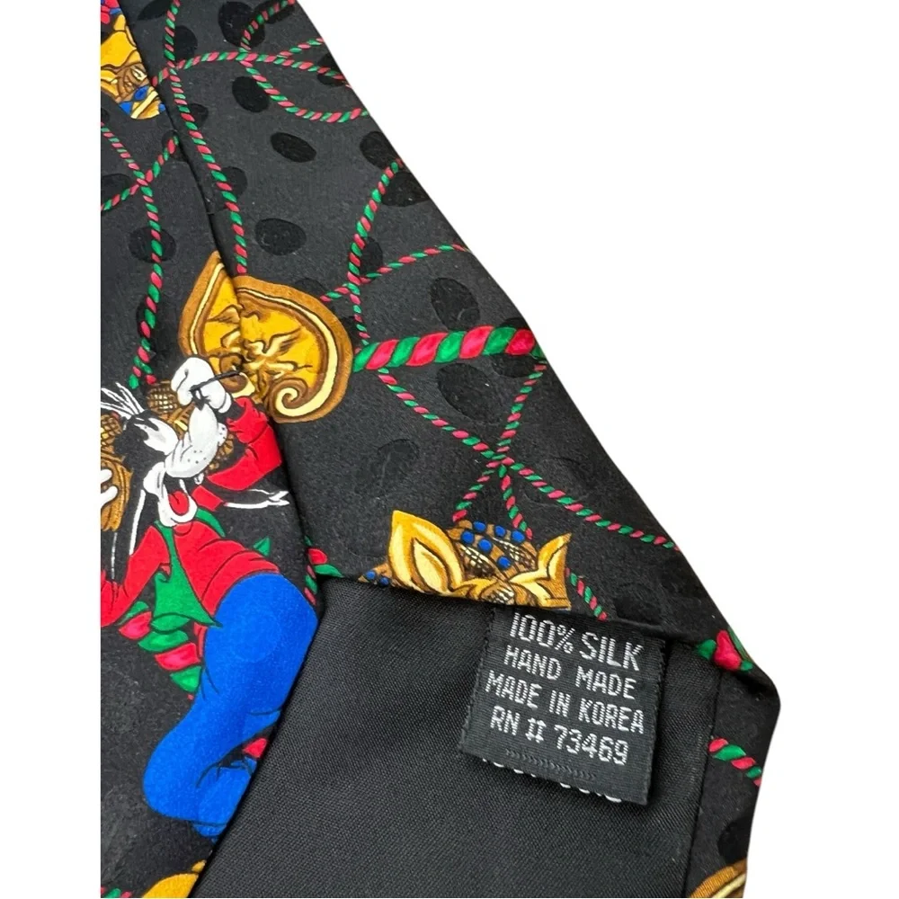 Vintage The Walt Disney Co Mickey Goofey & Donald Necktie 100% Silk Korea Made